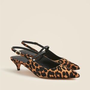 J crew tan leopard Robin slingback kitten heels in printed calf hair